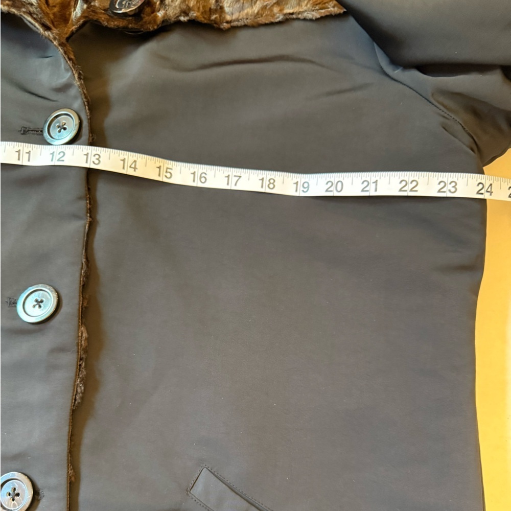 Chicos Reversible Brown Faux Fur Coat Jacket Brown Black Winter Large Chico’s 3 - Picture 11 of 12